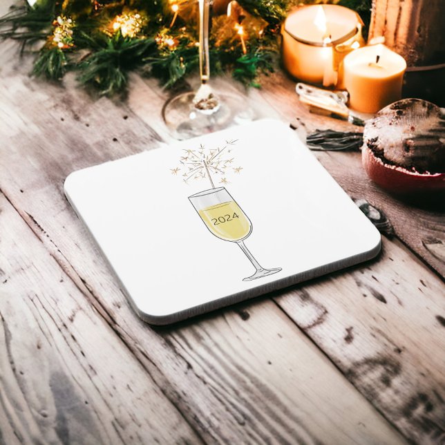 Happy New Year Party Champagne Sparkler With Year Coaster (Creator Uploaded)