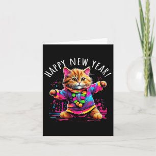 Happy New Year Party Dancing Cat Design  Card
