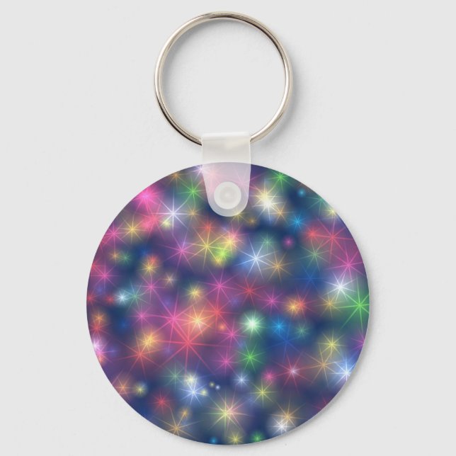 Happy New Year Party Glitter Stars Key Ring (Front)
