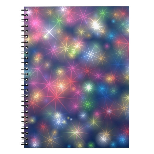 Happy New Year Party Glitter Stars Spiral Notebook (Front)