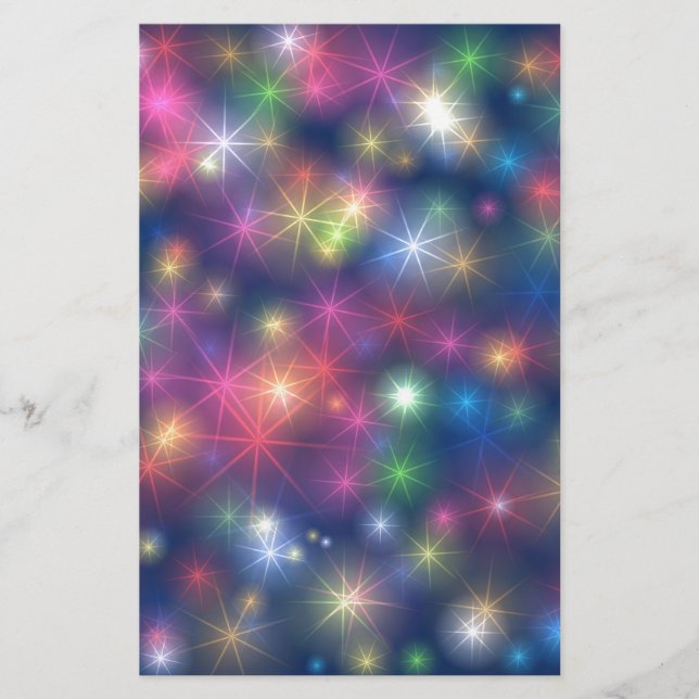 Happy New Year Party Glitter Stars Stationery (Front)