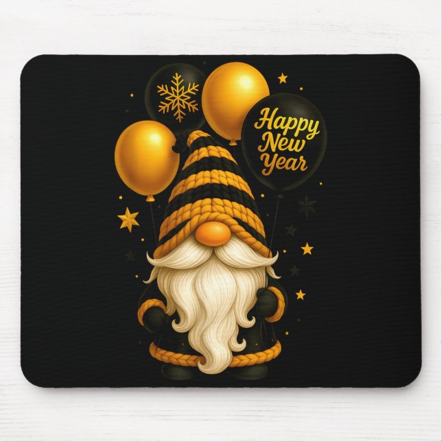 Happy New Year Party New Years Eve 2026 Gnome Love Mouse Pad (Front)