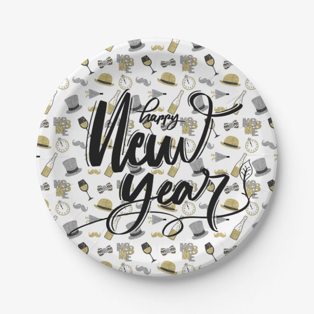 Happy New Year Party Paper Plate (Front)