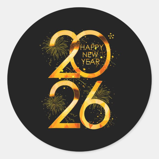 Happy New Year Party Supplies 2026 Family Matching Classic Round Sticker (Front)
