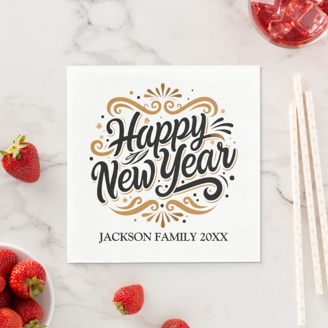 Happy New Year Personalised Napkin (Insitu)