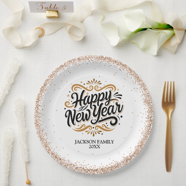 Happy New Year Personalised Paper Plate (Wedding)