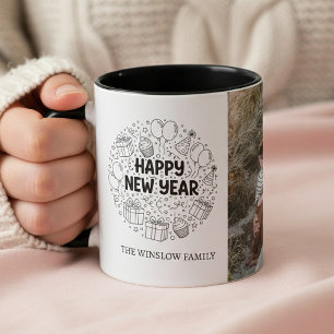 Happy New Year  Personalized Family Name Photo Mug