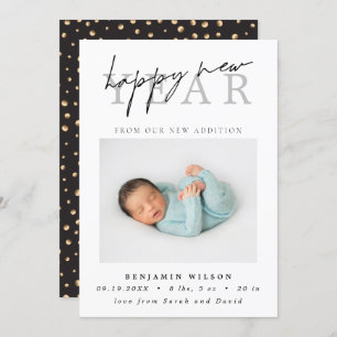 Happy New Year Photo Birth Announcement