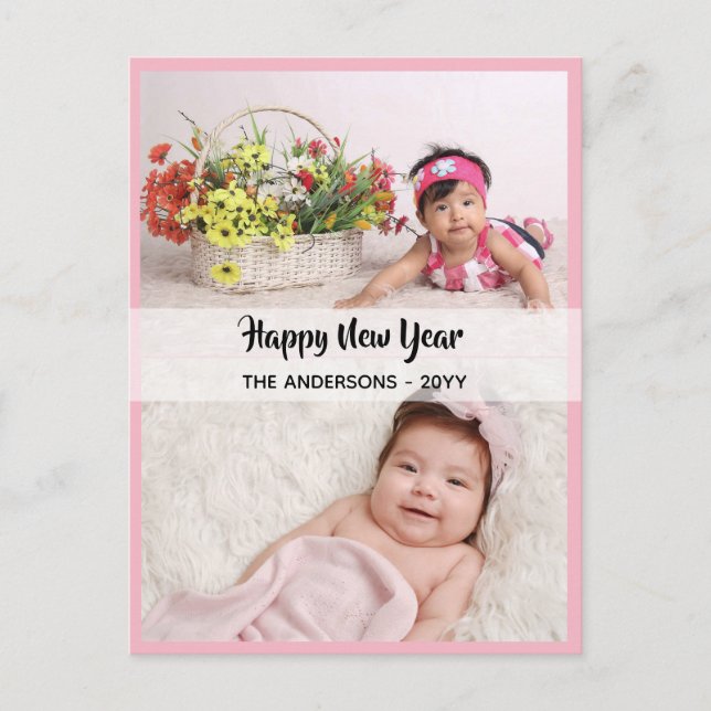 Happy New Year - PHOTO COLLAGE - Personalised 15 Holiday Postcard (Front)