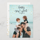 Happy New Year Photo Festive Chic Gold Glitter Holiday Card (Front/Back)