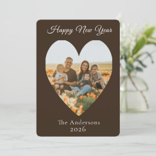 Happy New Year Photo Heart Holiday Card