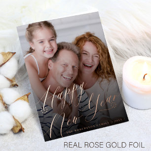 Happy New Year photo rose gold script