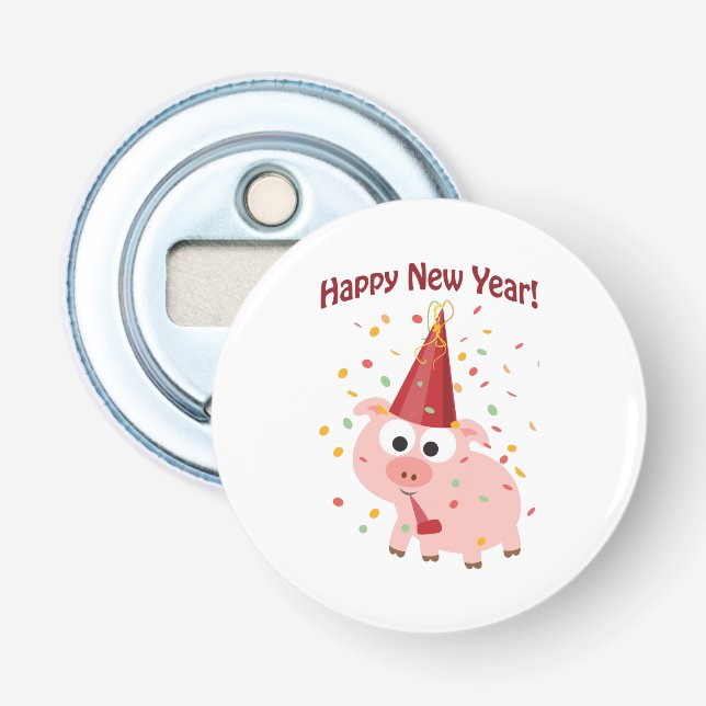 Happy New Year Pig Bottle Opener (Front)