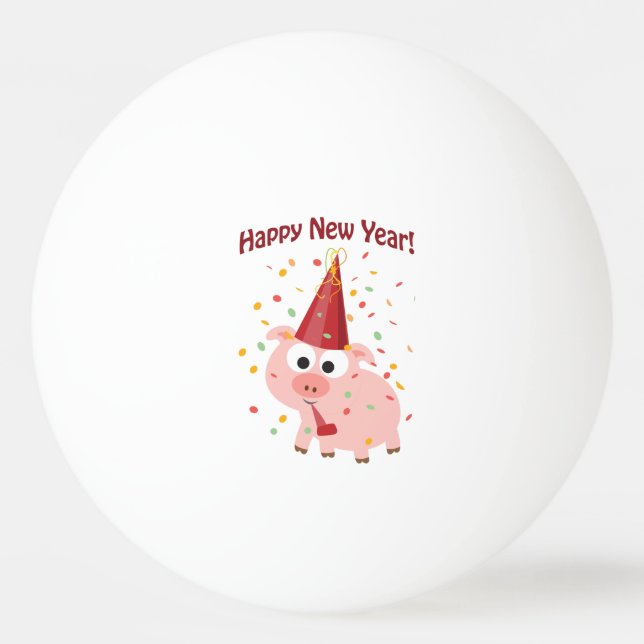 Happy New Year Pig Ping Pong Ball (Front)