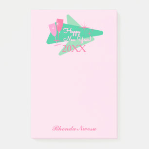 Happy New Year Pink and Green  Post-it Notes