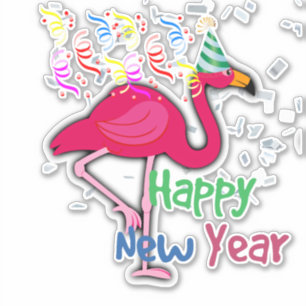Happy New Year, Pink Flamingo greetings