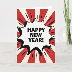 Happy New Year Pop Art Burst Card