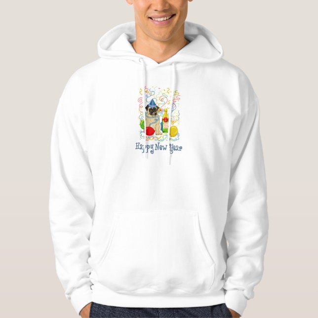 Happy New Year Pug Hoodie (Front)
