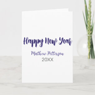 Happy new year purple black add name year simple card