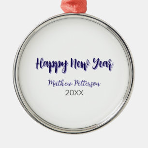 Happy new year purple black add name year simple  metal tree decoration