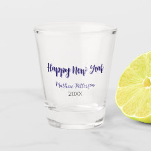Happy new year purple black add name year simple  shot glass
