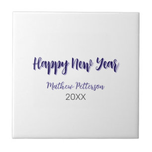 Happy new year purple black add name year simple tile