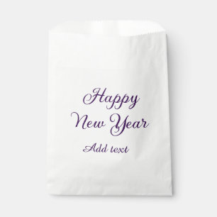Happy new year purple calligraphy simple minimal favour bags