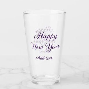 Happy new year purple calligraphy simple minimal  glass