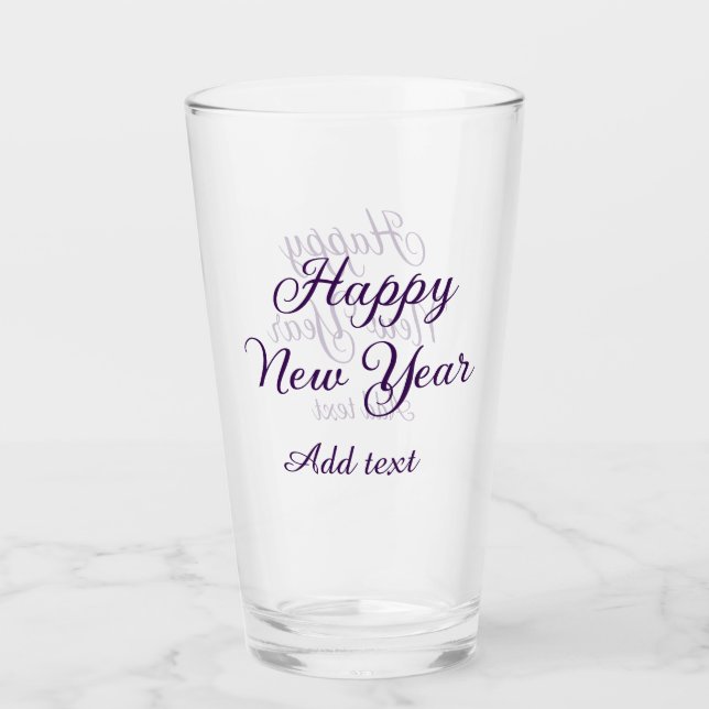 Happy new year purple calligraphy simple minimal  glass (Front)
