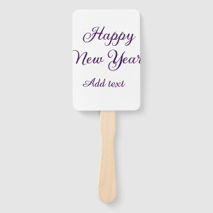 Happy new year purple calligraphy simple minimal hand fan