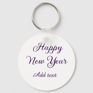 Happy new year purple calligraphy simple minimal  key ring