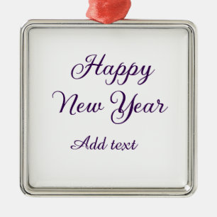 Happy new year purple calligraphy simple minimal metal tree decoration