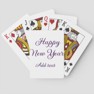 Happy new year purple calligraphy simple minimal  playing cards
