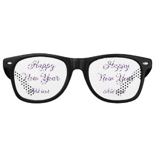Happy new year purple calligraphy simple minimal  retro sunglasses
