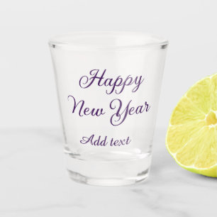 Happy new year purple calligraphy simple minimal shot glass