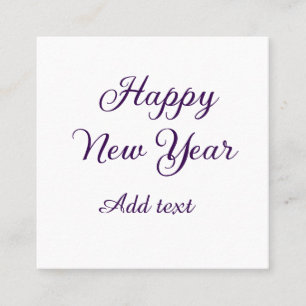 Happy new year purple calligraphy simple minimal square business card
