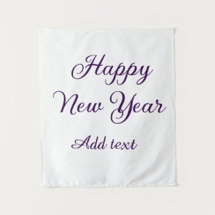 Happy new year purple calligraphy simple minimal  tapestry