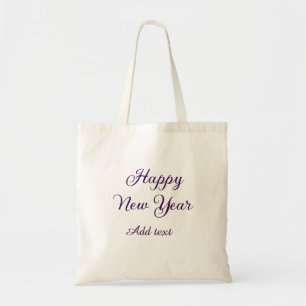 Happy new year purple calligraphy simple minimal tote bag