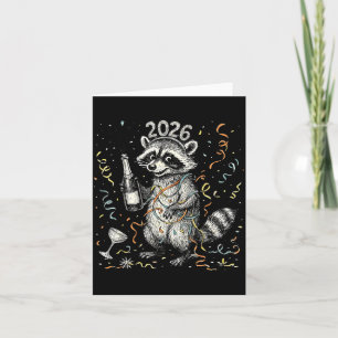 Happy New Year Raccoon With Champagne Funny New Ye Card