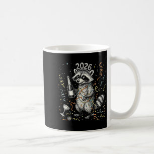 Happy New Year Raccoon With Champagne Funny New Ye Coffee Mug