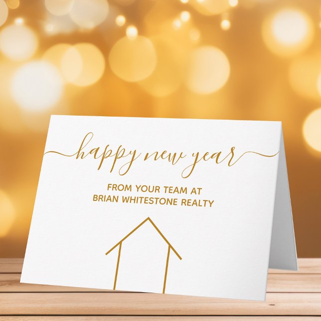 Happy New Year Real Estate Company Gold Corporate Card (Creator Uploaded)