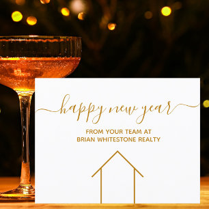 Happy New Year Real Estate Company Gold Corporate Postcard