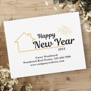 Happy New Year   Real Estate Mailers Minimalist  Holiday Postcard