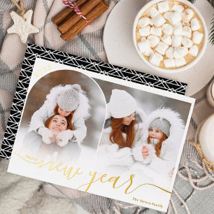 Happy New Year red 2 photo arch overlay collage