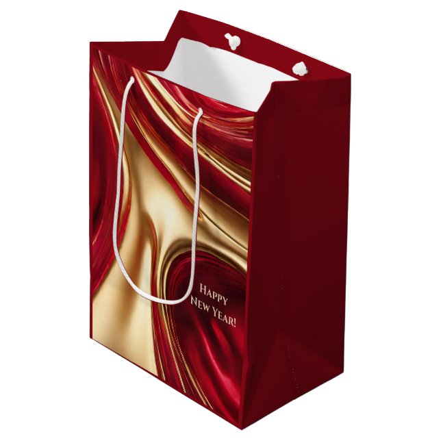 Happy New Year-Red and Gold- Medium Gift Bag (Front Angled)