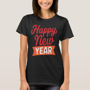 Happy New Year Red and Orange Festive T-shirt