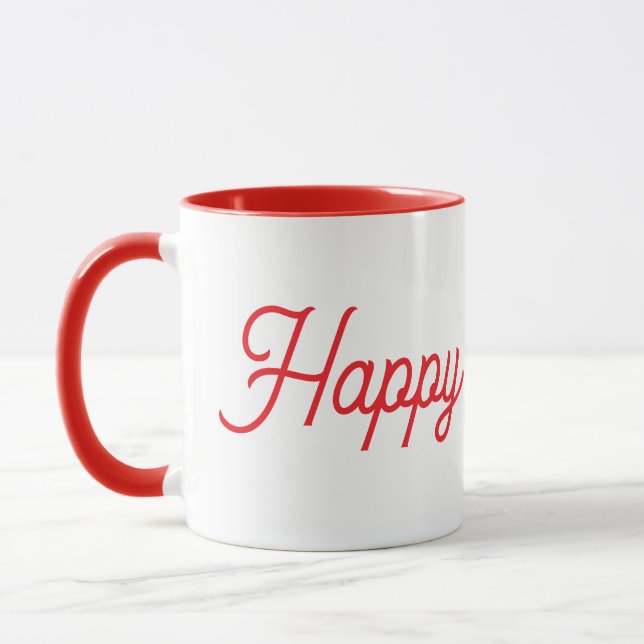 Happy New Year Red & White Ceramic Mug (Left)