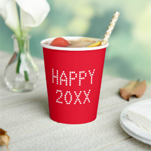 Happy New Year red white custom number modern Paper Cups