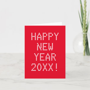 Happy New Year red white custom text modern Card