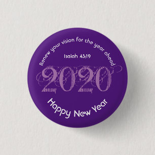 Happy New Year RENEW VISION 2020 Stylish Purple 3 Cm Round Badge